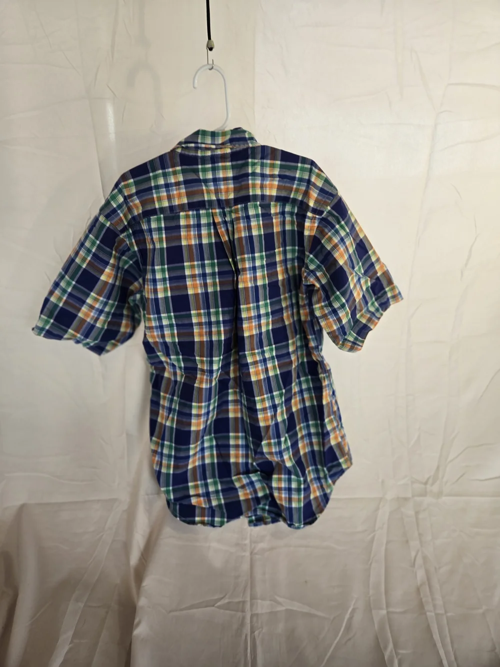 Ralph Lauren Blue, Green & Orange Plaid Short-Sleeve Button-Down Shirt